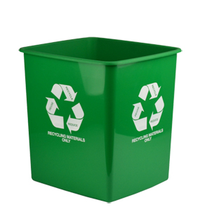 15 Litre "Recycling Materials Only" Tidy Bin - Green